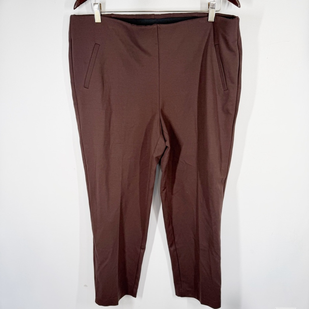 Chico's Fabulously Slimming Ankle Pants in Rich Brown Ponte Knit Size 3 16